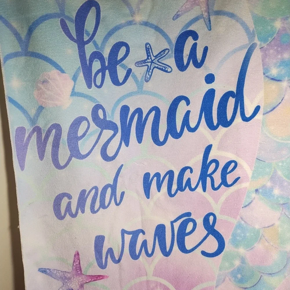 Mermaid Beach Towel Be A Mermaid And Make Waves Pink Blue Shells Starfish 62x31